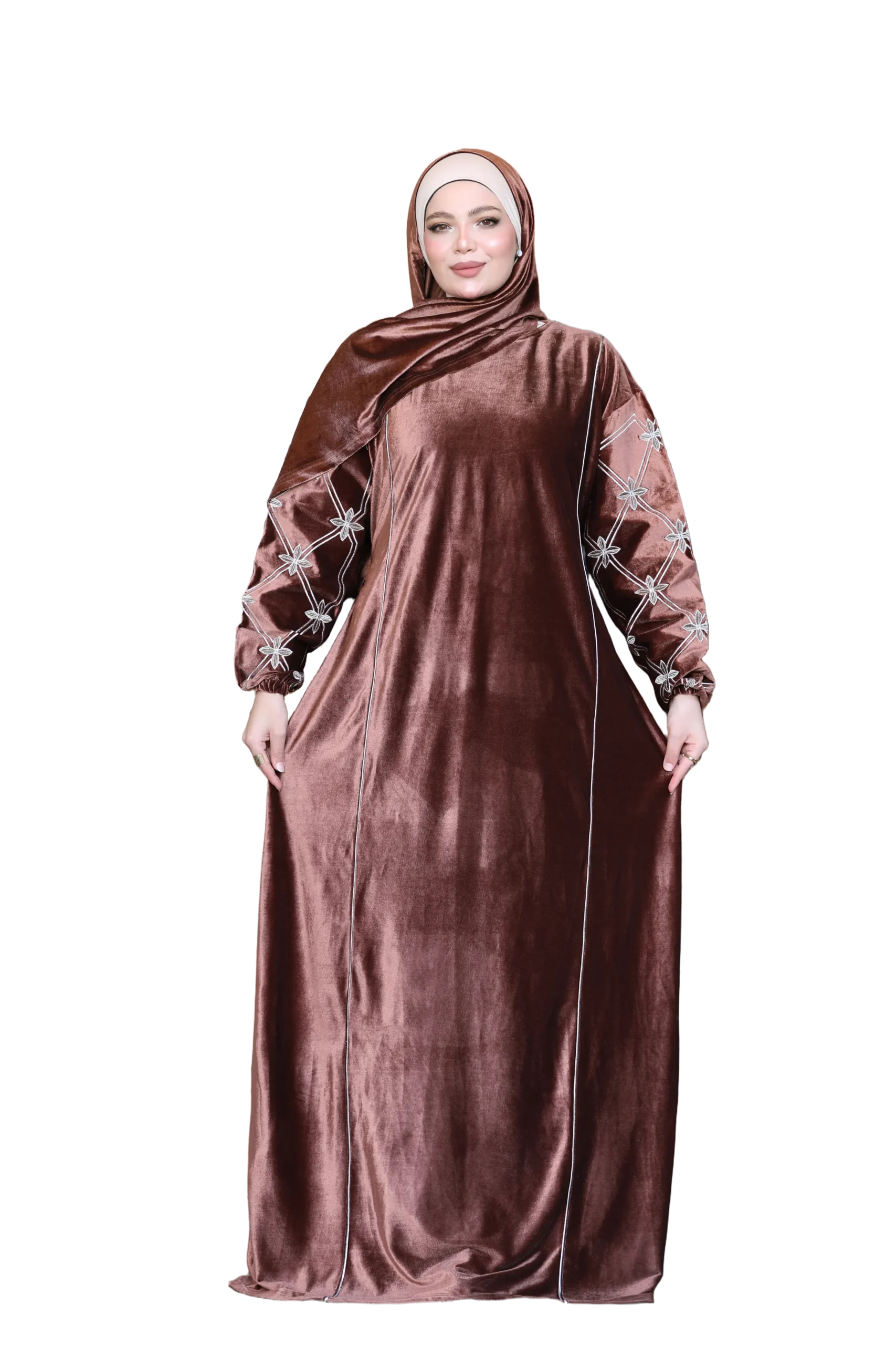 إسدال فيونكة – كود 402 – بني – صورة 1